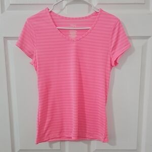 Danskin Pink Striped Short Sleeve Dryfit Tee